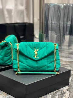 YSL 577476 Saint Laurent Puffer Small Bag In Quilted Lambskin Leather Green