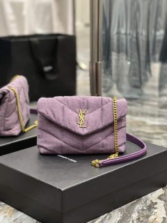 YSL 620333 Saint Laurent Puffer Toy Bag In Jersey Purple