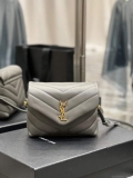 YSL 630951 Saint Laurent Loulou Toy Bag In Matelassé “Y” Leather Grey