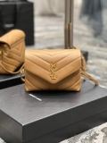 YSL 630951 Saint Laurent Loulou Toy Bag In Matelassé “Y” Leather Tan