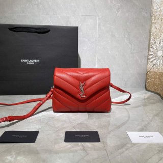 YSL 630951 Saint Laurent Loulou Toy Bag In Matelassé “Y” Leather Red