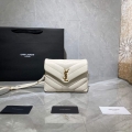 YSL 630951 Saint Laurent Loulou Toy Bag In Matelassé “Y” Leather White