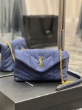 Saint Laurent Lou lou Puffer Mini Bag YSL 620333 Canvas and smooth leather Navy Blue