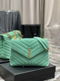 YSL 574946 Saint Laurent Loulou Medium Bag Y-Quilted Leather Green