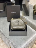 YSL 533037 Yves Saint Laurent Niki Baby In Crinkled Vintage Leather Bag Green