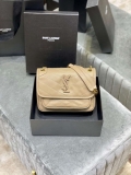 YSL 533037 Yves Saint Laurent Niki Baby In Crinkled Vintage Leather Bag Apricot