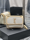 YSL 533037 Yves Saint Laurent Niki Baby In Crinkled Vintage Canvas Bag Beige