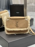 YSL 533037 Yves Saint Laurent Niki Baby In Crinkled Vintage Lambskin Suede Tan