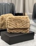 YSL 498894 Yves Saint Laurent Niki Medium In Vintage rabbit fur Leather Camel