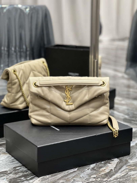 YSL 577476 Saint Laurent Puffer Small In Nappa Leather Apricot