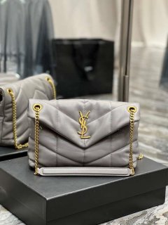 YSL 577476 Saint Laurent Puffer Small In Nappa Leather Gray