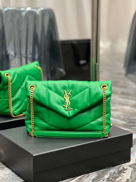 YSL 577476 Saint Laurent Puffer Small In Nappa Leather Fruit green