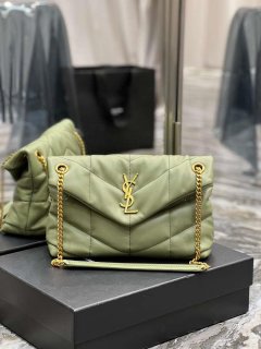 YSL 577476 Saint Laurent Puffer Small In Nappa Leather avocado green