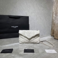 Saint Laurent Lou lou Puffer Mini Shoulder Bag YSL 620333 White Sliver