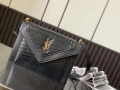 YSL 695724 Gaby Satchel In Crocodile-Embossed Lacquered Leather And Lambskin black