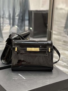 YSL 675626 Manhattan Small Shoulder Bag In Patent Leather Black