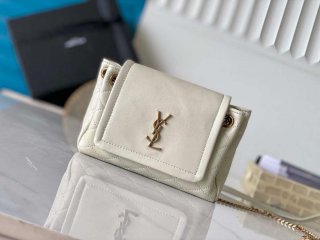 YSL 6727381 Mini Nolita In Lambskin Bag White