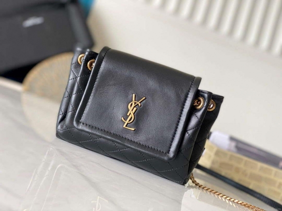 YSL 6727381 Mini Nolita In Lambskin Bag Black