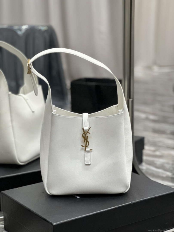 YSL 713938 LE 5 A 7 Supple Small In Grained Leather White