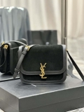 YSL 635025 Saint Laurent Solferino Medium Soft Satchel In Suede And Smooth Leather Black