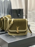 YSL 635025 Saint Laurent Solferino Medium Soft Satchel In Suede And Smooth Leather Green