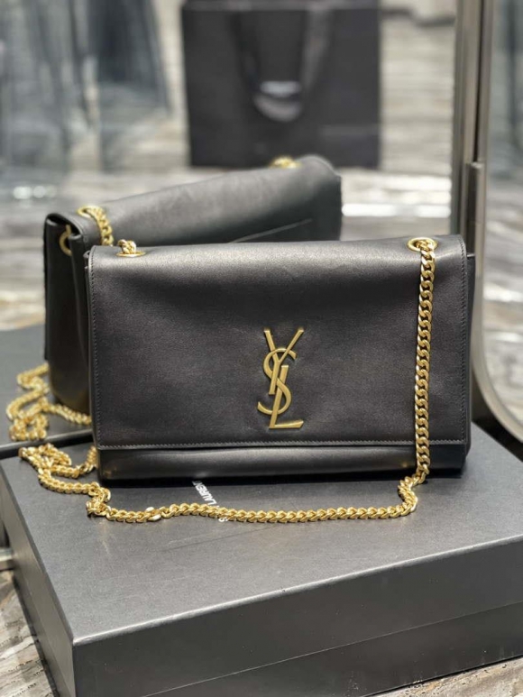 YSL 553804 Saint Laurent Reversible Medium Kate in Suede Black