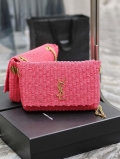 YSL 553804 Saint Laurent Medium Kate in Rose Red Raffia