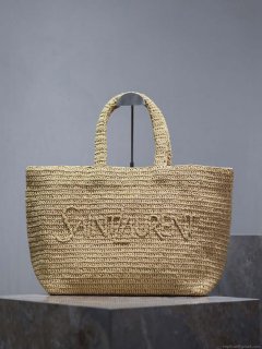 YSL 776763 Saint Laurent Tote in Apricot Raffia