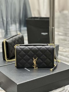 YSL 585031 Saint Laurent Becky Chain Shoulder Bag Leather Black