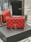 YSL 585031 Saint Laurent Becky Chain Shoulder Bag Leather Red