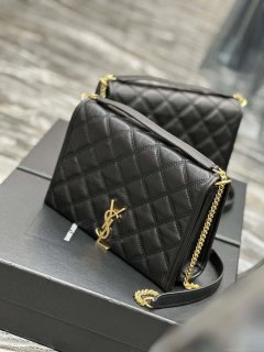 YSL 629246 Saint Laurent Becky Chain Shoulder Bag 25cm Leather Black