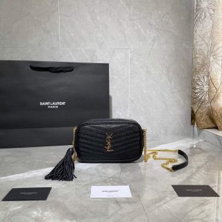 YSL 612579 Yves Saint Laurent 585040 Lou Mini Bags Black with gold