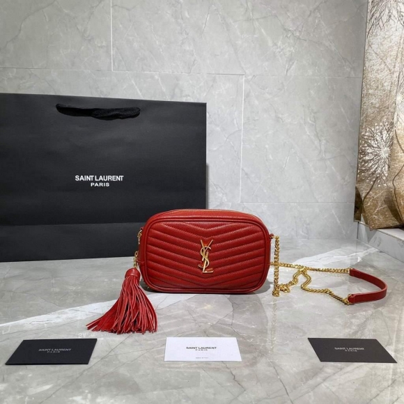 YSL 612579 Yves Saint Laurent 585040 Lou Mini Bags Red with gold