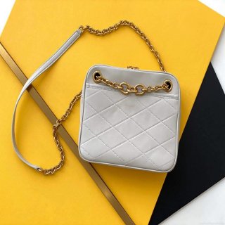 YSL 669308 Le Maillon Small Chain Bag In Quilted Lambskin White